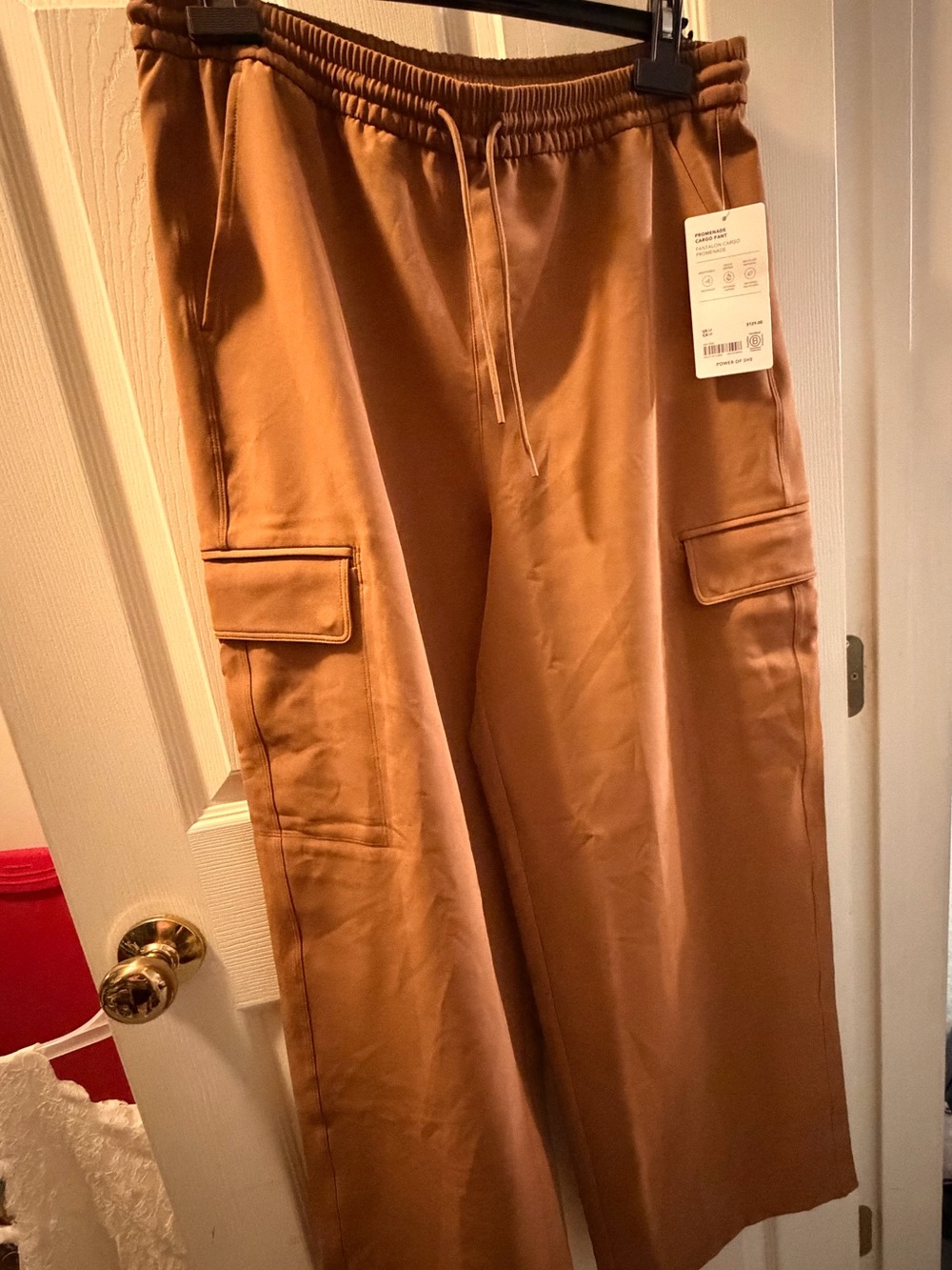 Athleta Wide-Leg Cargo Drawstring Pants - Camel